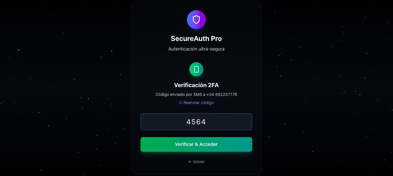 Interfaz de configuración de autenticación 2FA con opciones de seguridad avanzadas